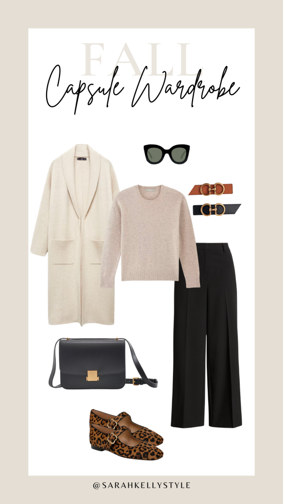 FALL CAPSULE 2024 OUTFIT IDEA WITH WIDE LEG TROUSERS 